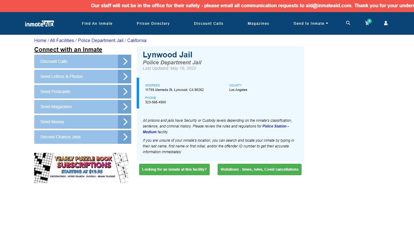 Lynwood Jail & Inmate Search - Lynwood, CA